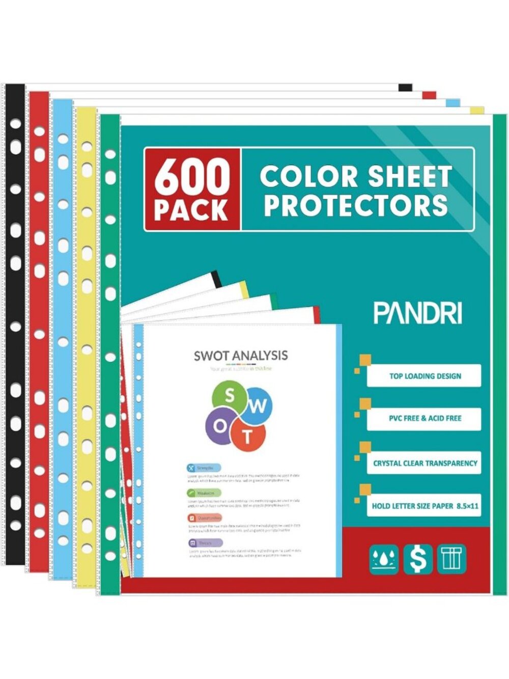 600 Pack Heavy Duty Sheet Protectors for 3 Ring Binders, Letter Size, Clear